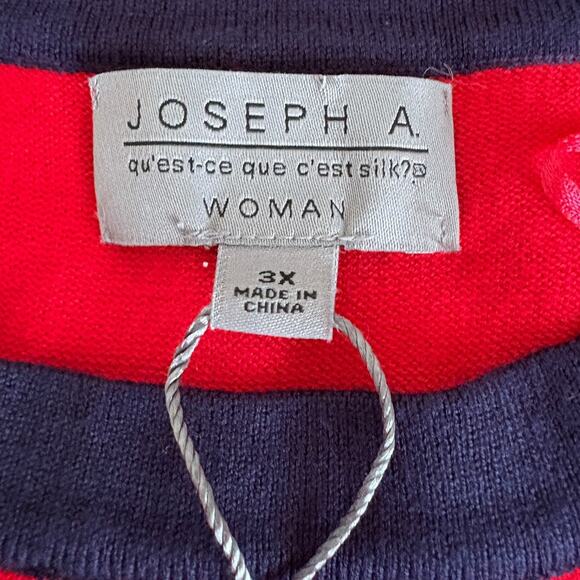 Joseph A.Nautical Soft Bell Sleeves Knit Stripe Sweater 3XL NWT Navy Sailor Boat - Picture 3 of 7